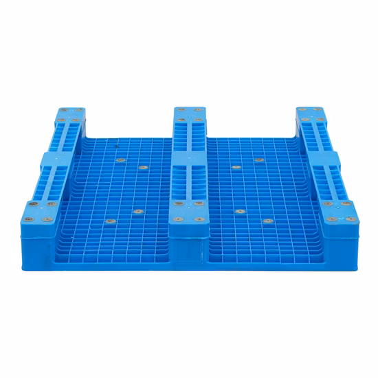 ホット販売 3/3 ランナー/スキッド安いブルー HDPE 耐久性のあるスチール強化ラック可能と積み重ね可能な通気片面グリッドユーロプラスチックパレット倉庫ラック用