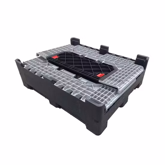 1200X1000X1000mm 頑丈な産業用保管標準仕様大型剛性スタッカブル折りたたみ式/折りたたみ式プラスチックパレットボックス自動車/機械部品用の価格