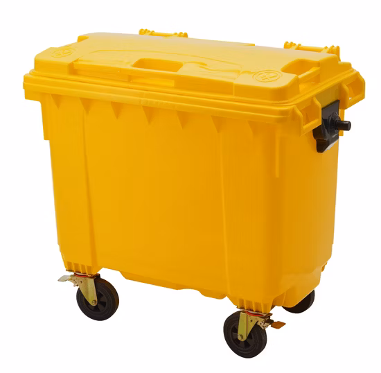 120/240L/1100L/660L 大型屋外公共ストリート HDPE 4 輪モバイルゴミ箱工業用プラスチックゴミ箱/ゴミ/ゴミ/車輪付きゴミ箱 蓋ペダル付き