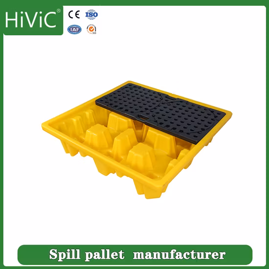 IBC フォークリフト HDPE 化学薬品保管用プラスチック油バレル流出封じ込めパレット